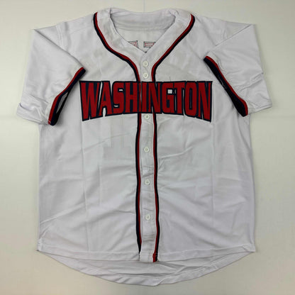 Facsimile Autographed Max Scherzer Washington White Reprint Laser Auto Baseball Jersey Size Men's XL