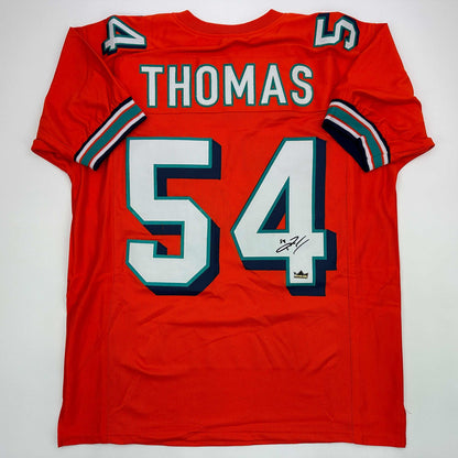 Facsimile Autographed Zach Thomas Miami Orange Reprint Laser Auto Football Jersey Size Men's XL