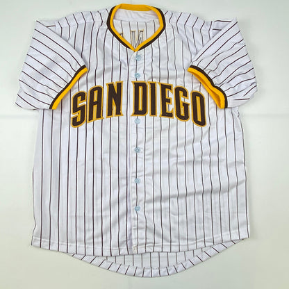 Autographed/Signed Fernando Tatis Jr. El Nino San Diego Pinstripe Baseball Jersey Beckett BAS COA