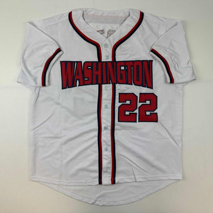 Facsimile Autographed Juan Soto Washington White Reprint Laser Auto Baseball Jersey Size Men's XL
