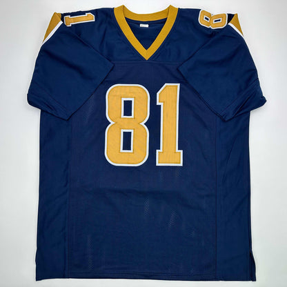 Facsimile Autographed Torry Holt St. Louis Navy Blue Reprint Laser Auto Football Jersey Size Men's XL