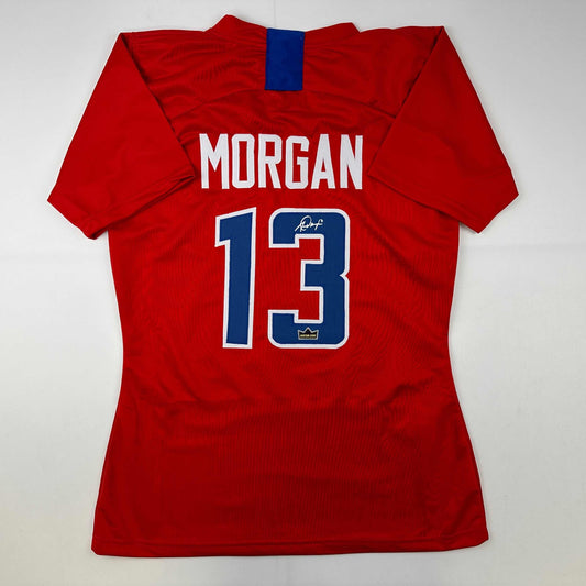 Facsimile Autographed Alex Morgan United States USA Red World Cup Reprint Laser Auto Soccer Jersey Size Men's XL