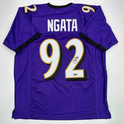 Facsimile Autographed Haloti Ngata Baltimore Purple Reprint Laser Auto Football Jersey Size Men's XL