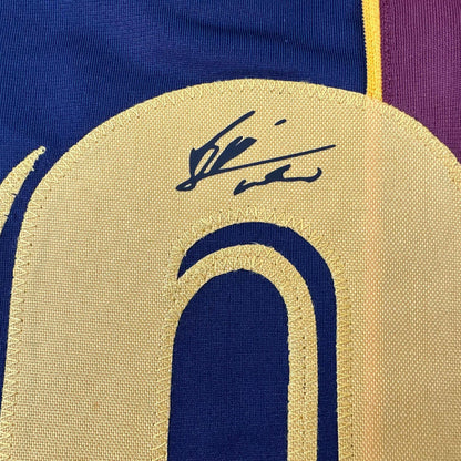 Facsimile Autographed Lionel Messi Leo FC Barcelona Blue/Red Reprint Laser Auto Soccer Jersey Size Men's XL
