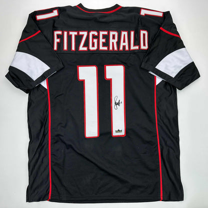 Facsimile Autographed Larry Fitzgerald Arizona Black Reprint Laser Auto Football Jersey Size Men's XL