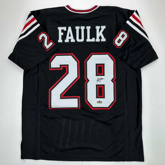 Facsimile Autographed Marshall Faulk San Diego State Black Reprint Laser Auto College Football Jersey Size Men's XL