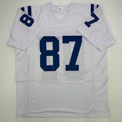 Facsimile Autographed Reggie Wayne Indianapolis White Reprint Laser Auto Football Jersey Size Men's XL