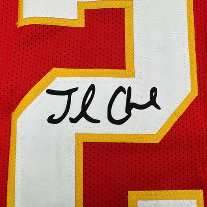 Facsimile Autographed Jamaal Charles Kansas City Red Reprint Laser Auto Football Jersey Size Men's XL