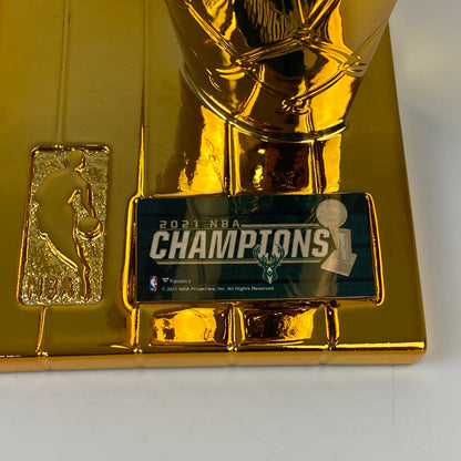 Autographed/Signed Giannis Antetokounmpo Milwaukee Bucks Replica 2021 NBA Finals Basketball Trophy Beckett BAS COA