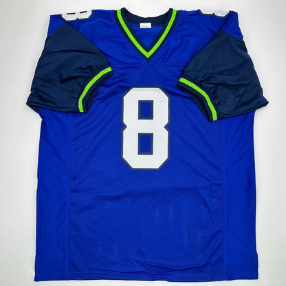 Facsimile Autographed Matt Hasselbeck Seattle Blue Reprint Laser Auto Football Jersey Size Men's XL