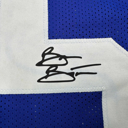 Framed Facsimile Autographed Brian Bosworth 35x39 Seattle Blue Reprint Laser Auto Football Jersey