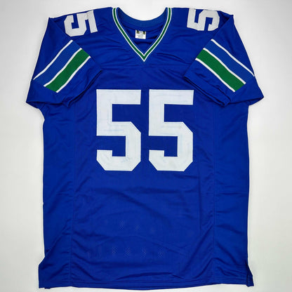 Facsimile Autographed Brian Bosworth Seattle Blue Reprint Laser Auto Football Jersey Size Men's XL
