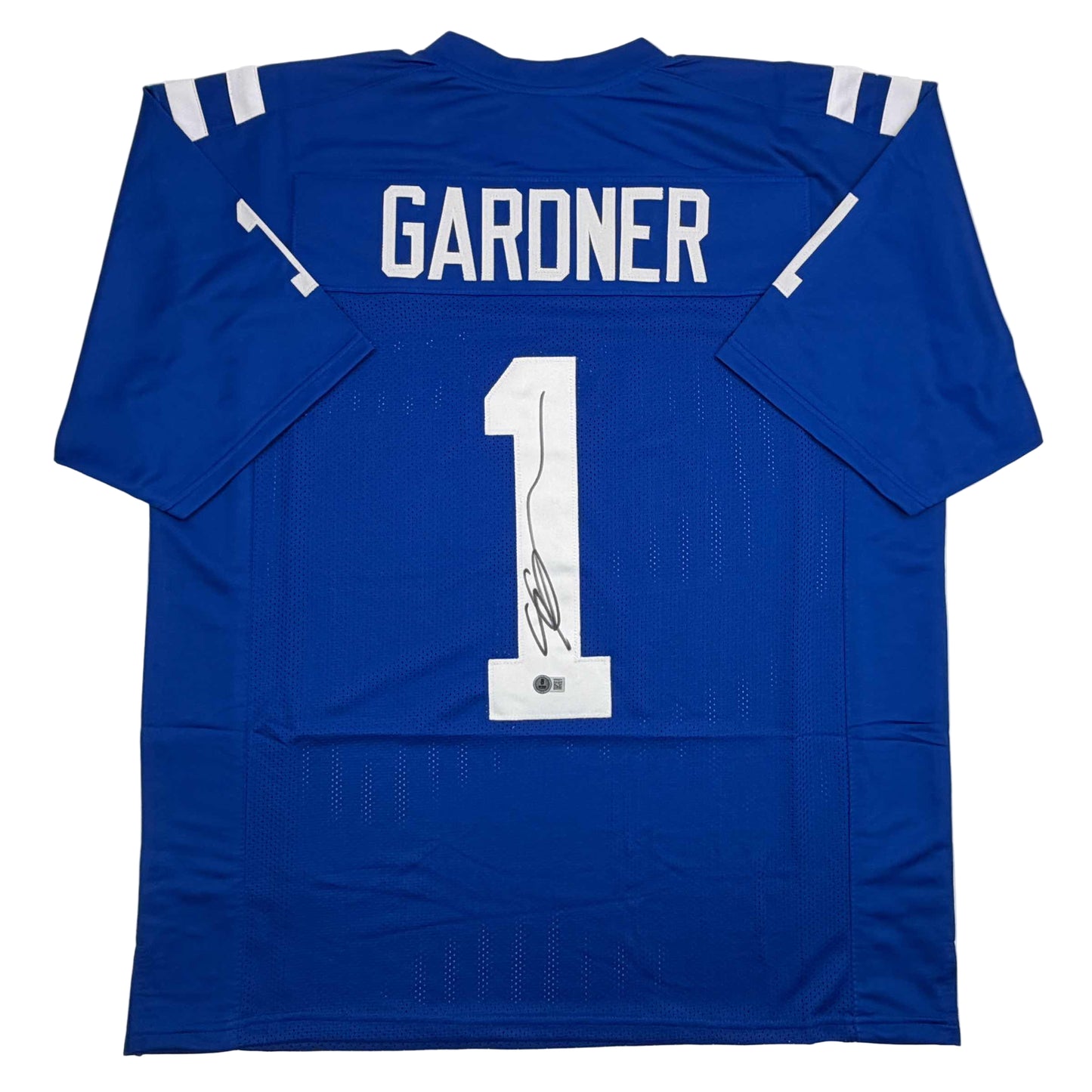 Autographed/Signed Ahmad Sauce Gardner Indianapolis Blue Football Jersey Beckett BAS COA