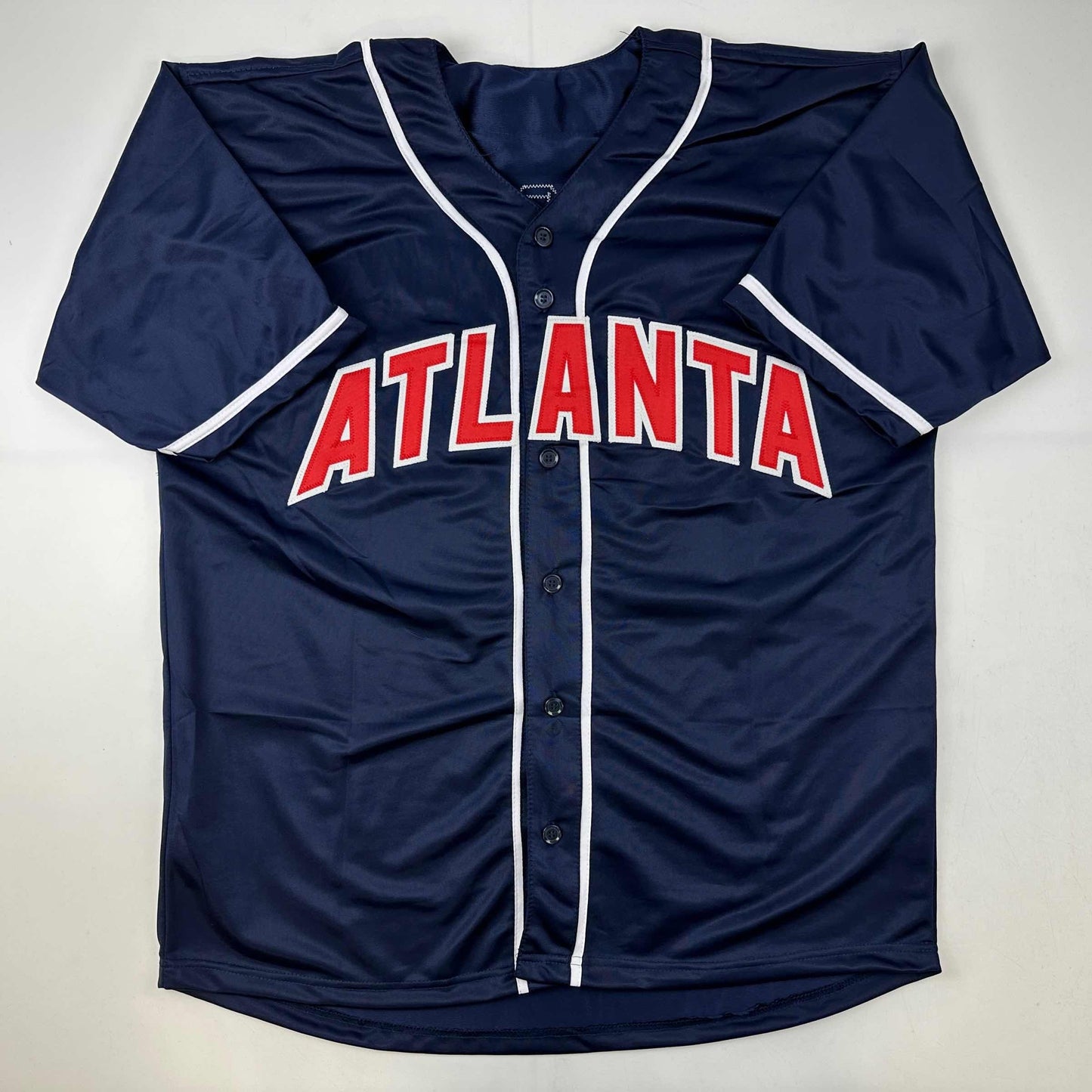 Facsimile Autographed Matt Olson Atlanta Blue Reprint Laser Auto Baseball Jersey Size Men's XL