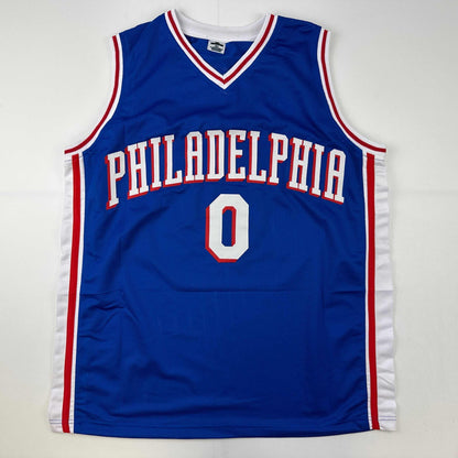 Facsimile Autographed Tyrese Maxey Philadelphia Blue Reprint Laser Auto Basketball Jersey Size Men's XL