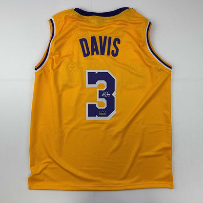 Facsimile Autographed Anthony Davis Los Angeles LA Yellow Reprint Laser Auto Basketball Jersey Size Men's XL