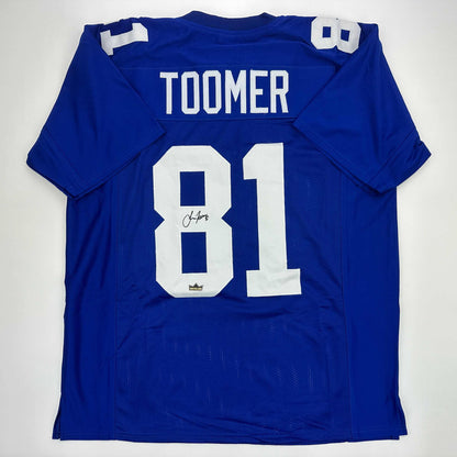 Facsimile Autographed Amani Toomer New York Blue Reprint Laser Auto Football Jersey Size Men's XL
