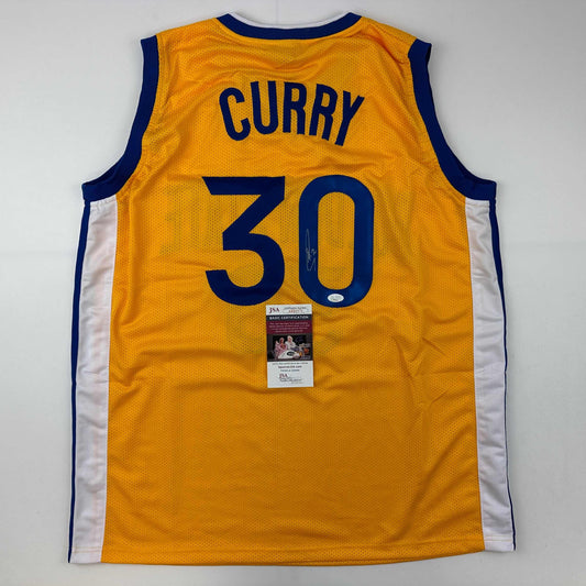 Autographed/Signed Stephen Steph Curry Golden State Yellow Basketball Jersey JSA COA