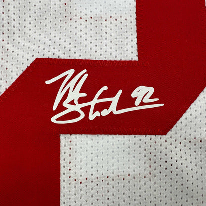 Facsimile Autographed Michael Strahan New York White Reprint Laser Auto Football Jersey Size Men's XL