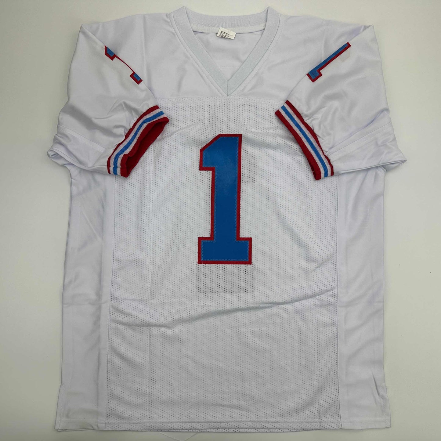 Facsimile Autographed Warren Moon Houston White Reprint Laser Auto Football Jersey Size Men's XL
