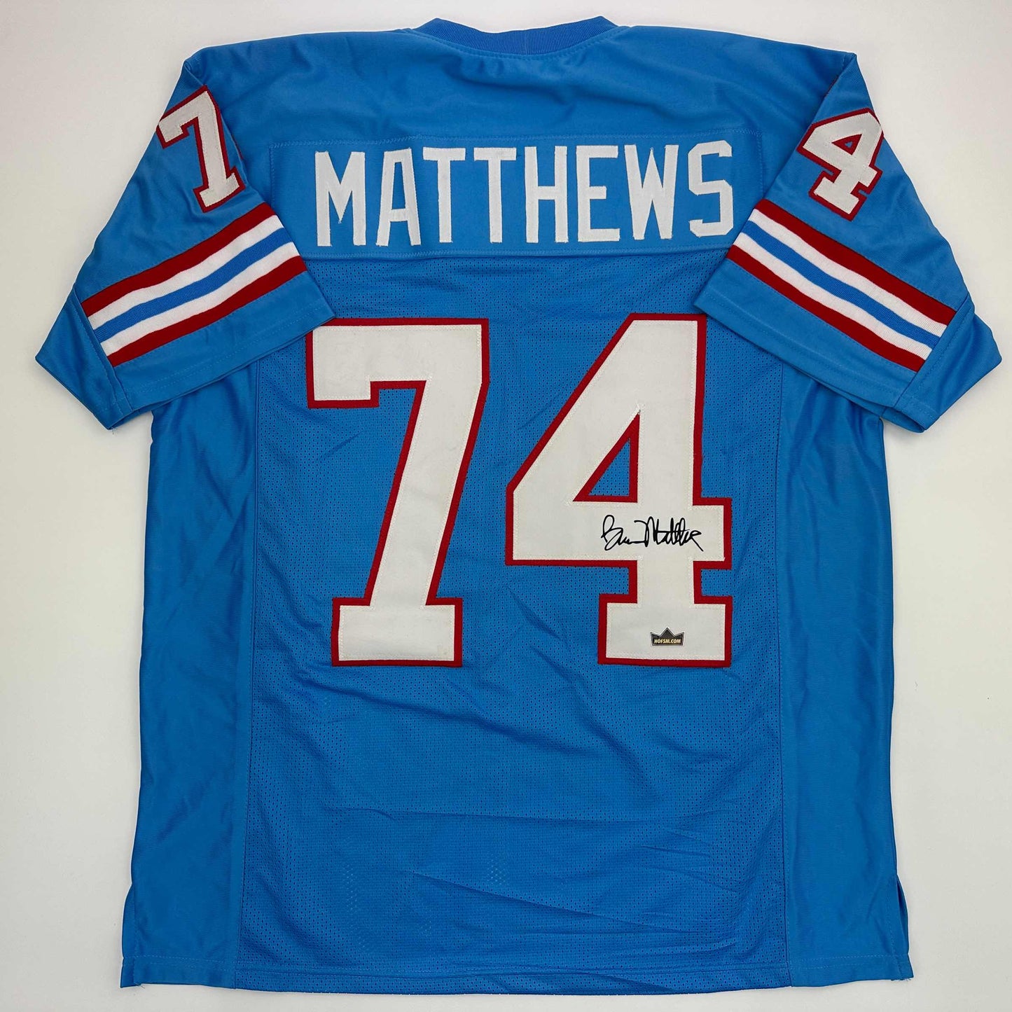 Facsimile Autographed Bruce Matthews Houston Blue Reprint Laser Auto Football Jersey Size Men's XL