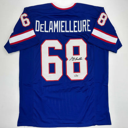 Facsimile Autographed Joe DeLamielleure Buffalo Blue Reprint Laser Auto Football Jersey Size Men's XL