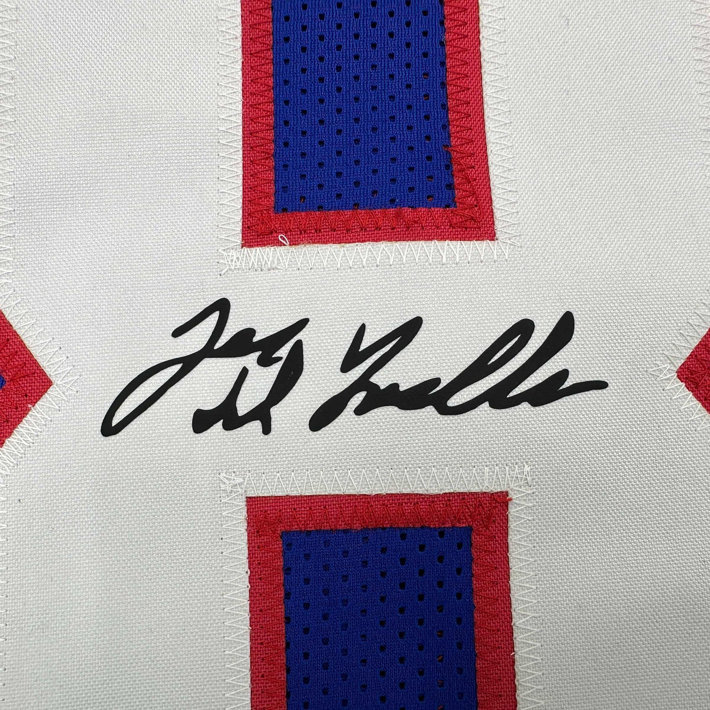 Framed Facsimile Autographed Joe DeLamielleure 35x39 Buffalo Blue Reprint Laser Auto Football Jersey