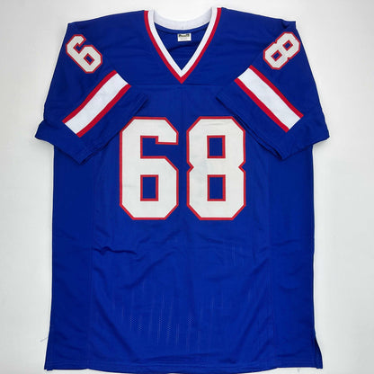 Facsimile Autographed Joe DeLamielleure Buffalo Blue Reprint Laser Auto Football Jersey Size Men's XL