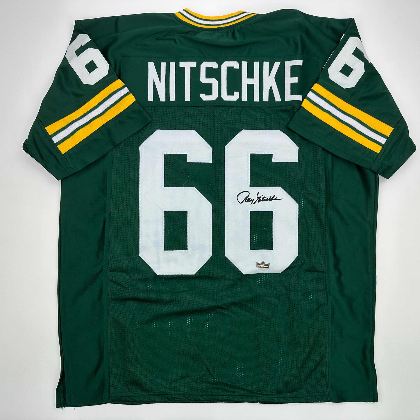 Facsimile Autographed Ray Nitschke Green Bay Green Reprint Laser Auto Football Jersey Size Men's XL