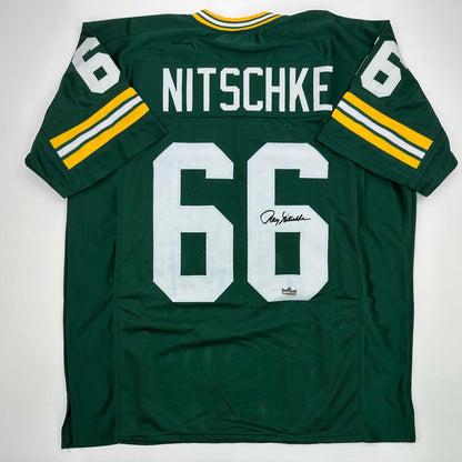 Facsimile Autographed Ray Nitschke Green Bay Green Reprint Laser Auto Football Jersey Size Men's XL