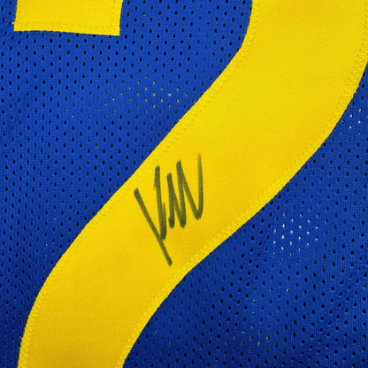 Framed Autographed/Signed Kyren Williams 35x39 Los Angeles LA Blue Football Jersey Beckett BAS COA #2