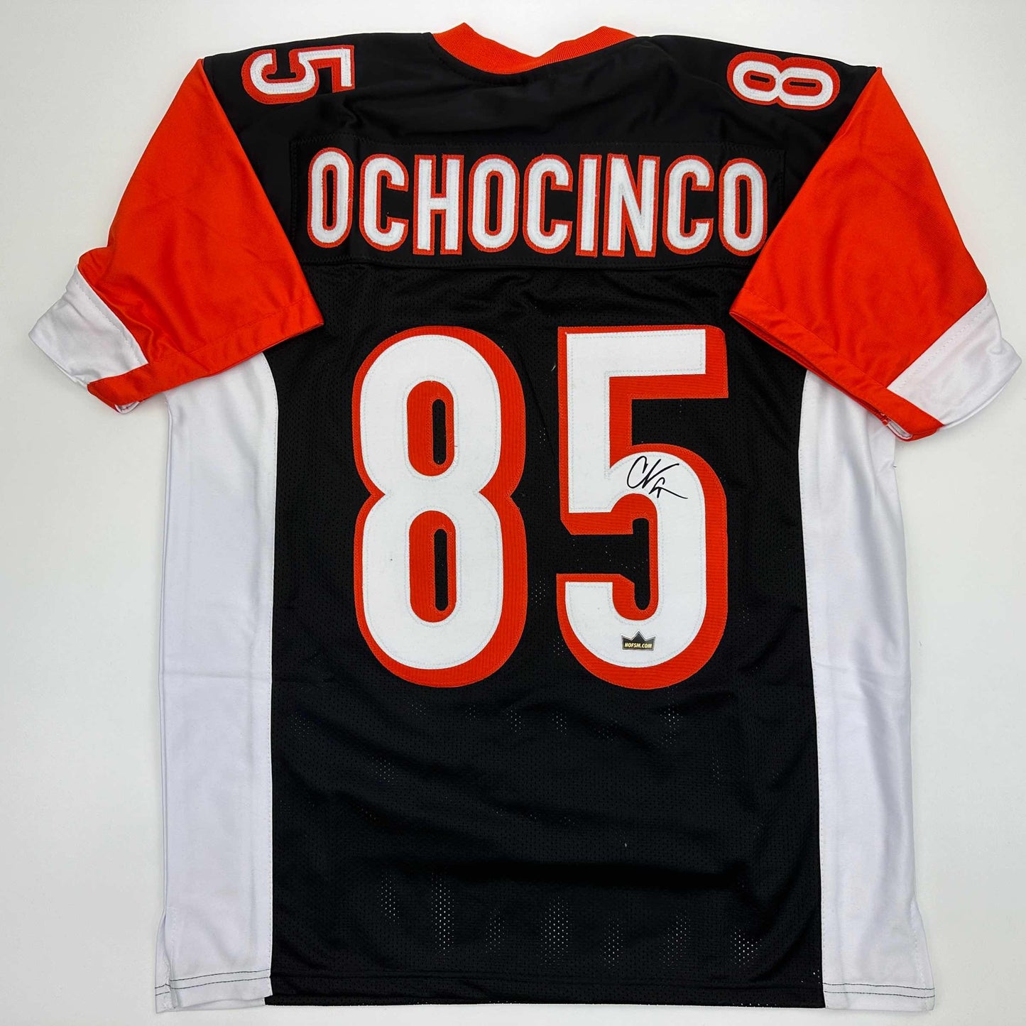 Facsimile Autographed Chad Ochocinco (Johnson) Cincinnati Black Reprint Laser Auto Football Jersey Size Men's XL