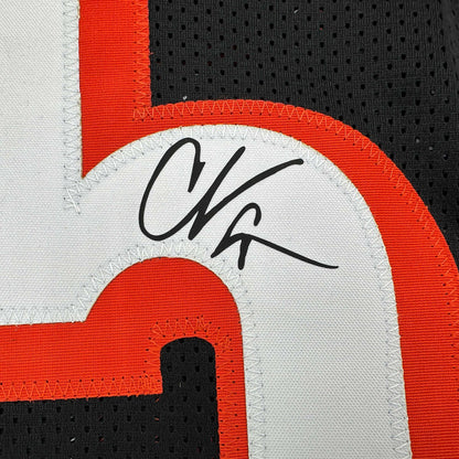 Framed Facsimile Autographed Chad Ochocinco (Johnson) 35x39 Cincinnati Black Reprint Laser Auto Football Jersey