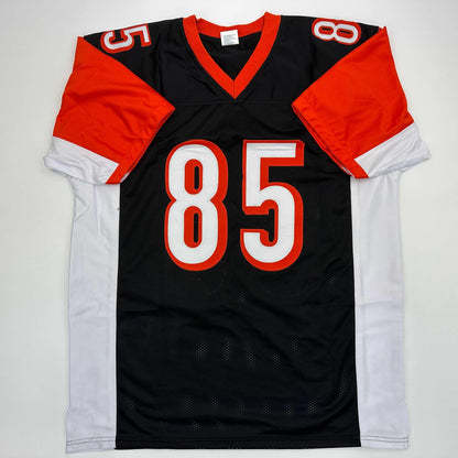 Facsimile Autographed Chad Ochocinco (Johnson) Cincinnati Black Reprint Laser Auto Football Jersey Size Men's XL