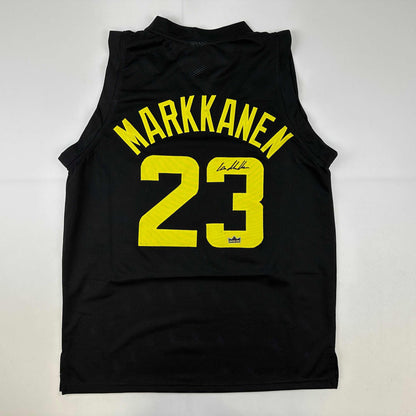 Facsimile Autographed Lauri Markkanen Utah Black Reprint Laser Auto Basketball Jersey Size Men's XL