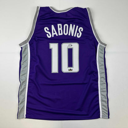Facsimile Autographed Domantas Sabonis Sacramento Purple Reprint Laser Auto Basketball Jersey Size Men's XL