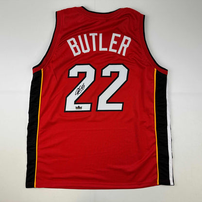 Facsimile Autographed Jimmy Butler Miami Red Reprint Laser Auto Basketball Jersey Size Men's XL