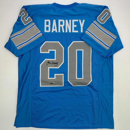 Facsimile Autographed Lem Barney Detroit Blue Reprint Laser Auto Football Jersey Size Men's XL