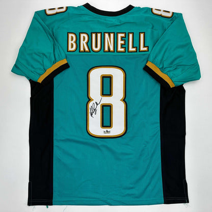 Facsimile Autographed Mark Brunell Jacksonville Teal Reprint Laser Auto Football Jersey Size Men's XL