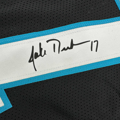 Facsimile Autographed Jake Delhomme Carolina Black Reprint Laser Auto Football Jersey Size Men's XL