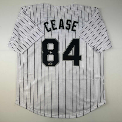 Facsimile Autographed Dylan Cease Chicago Pinstripe Reprint Laser Auto Baseball Jersey Size Men's XL