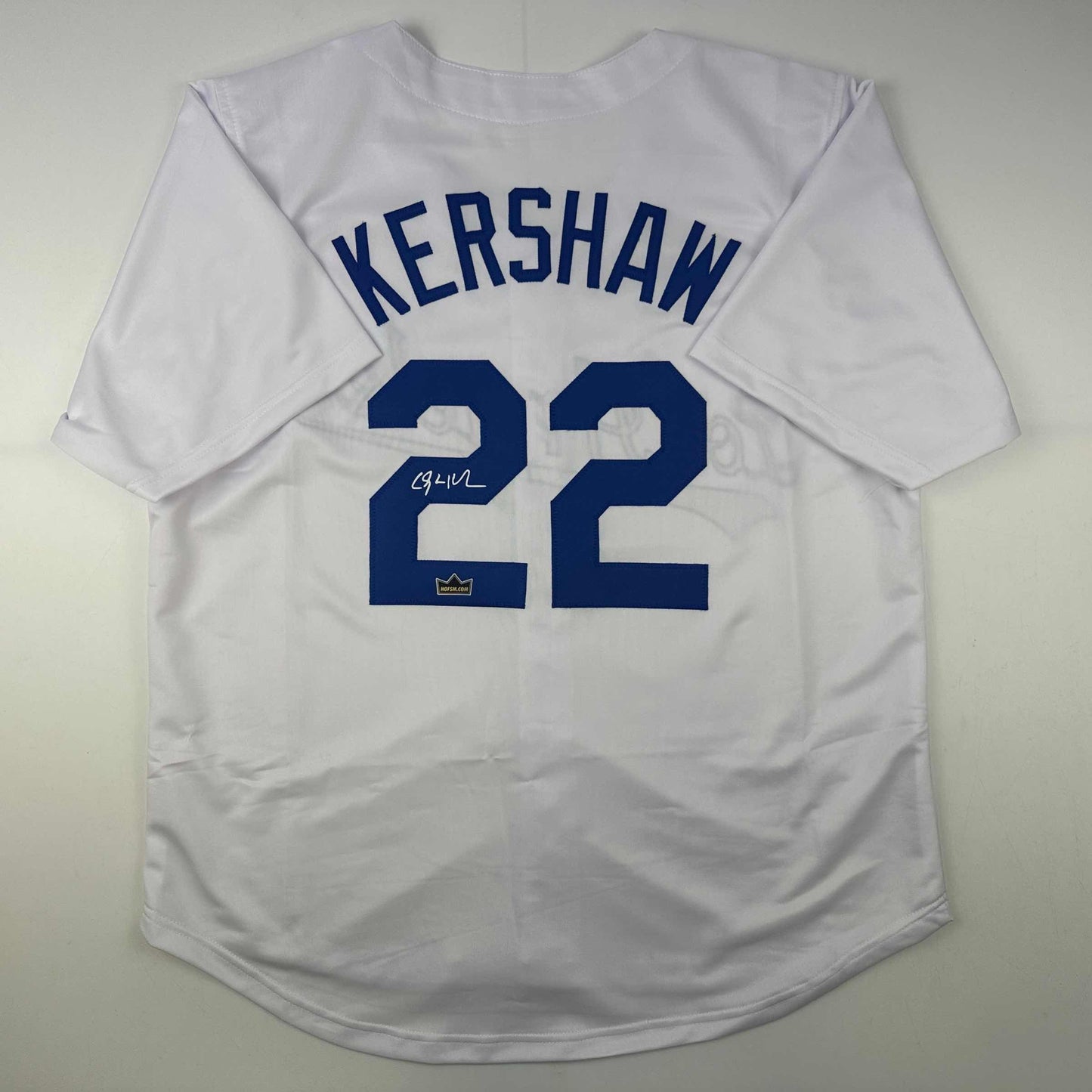 Facsimile Autographed Clayton Kershaw Los Angeles LA White Reprint Laser Auto Baseball Jersey Size Men's XL