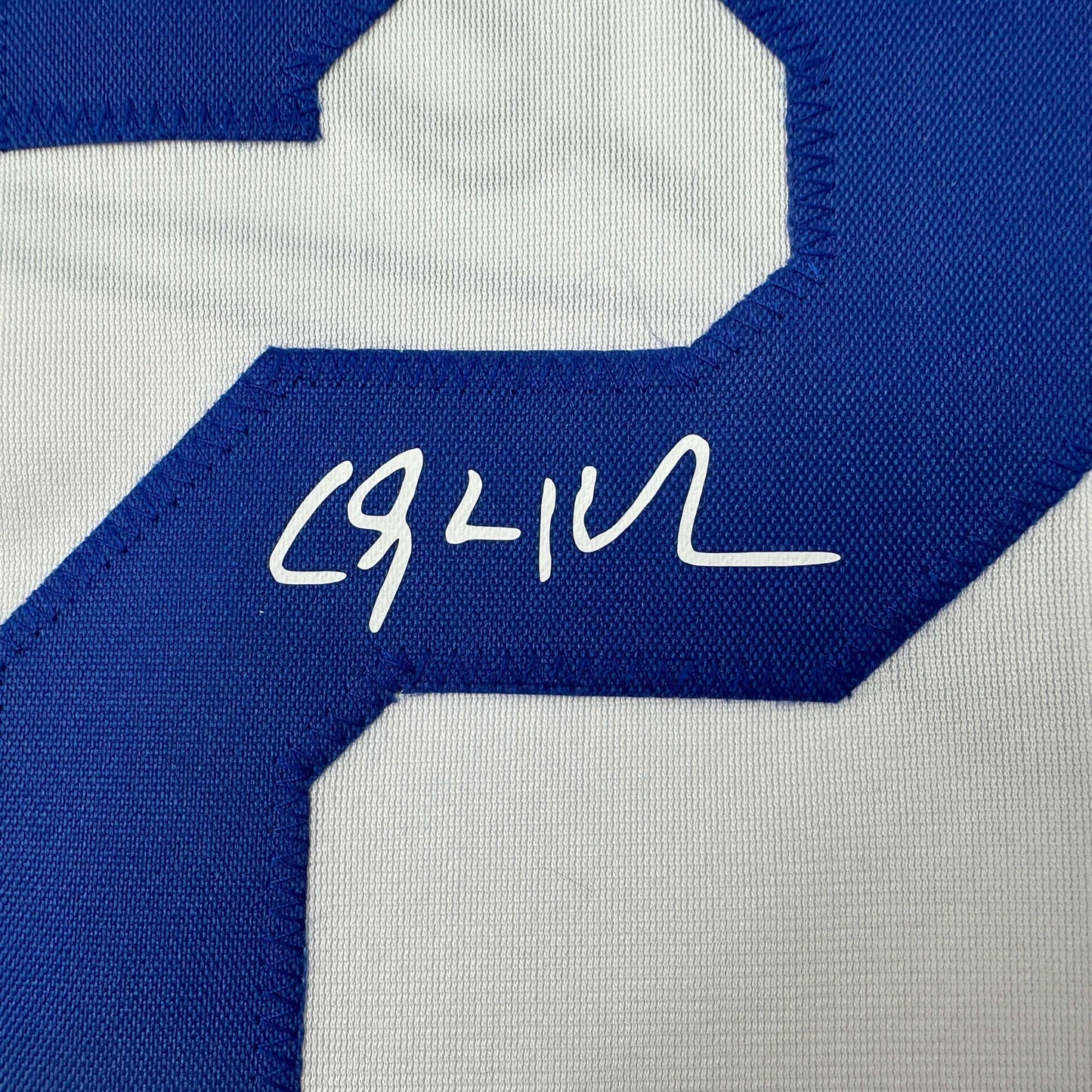Facsimile Autographed Clayton Kershaw Los Angeles LA White Reprint Laser Auto Baseball Jersey Size Men's XL