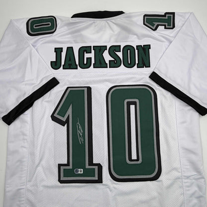 Autographed/Signed DeSean Jackson Philadelphia White Football Jersey Beckett BAS COA