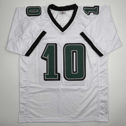 Autographed/Signed DeSean Jackson Philadelphia White Football Jersey Beckett BAS COA