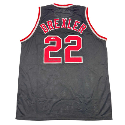 Autographed/Signed Clyde Drexler Portland Black Basketball Jersey JSA COA