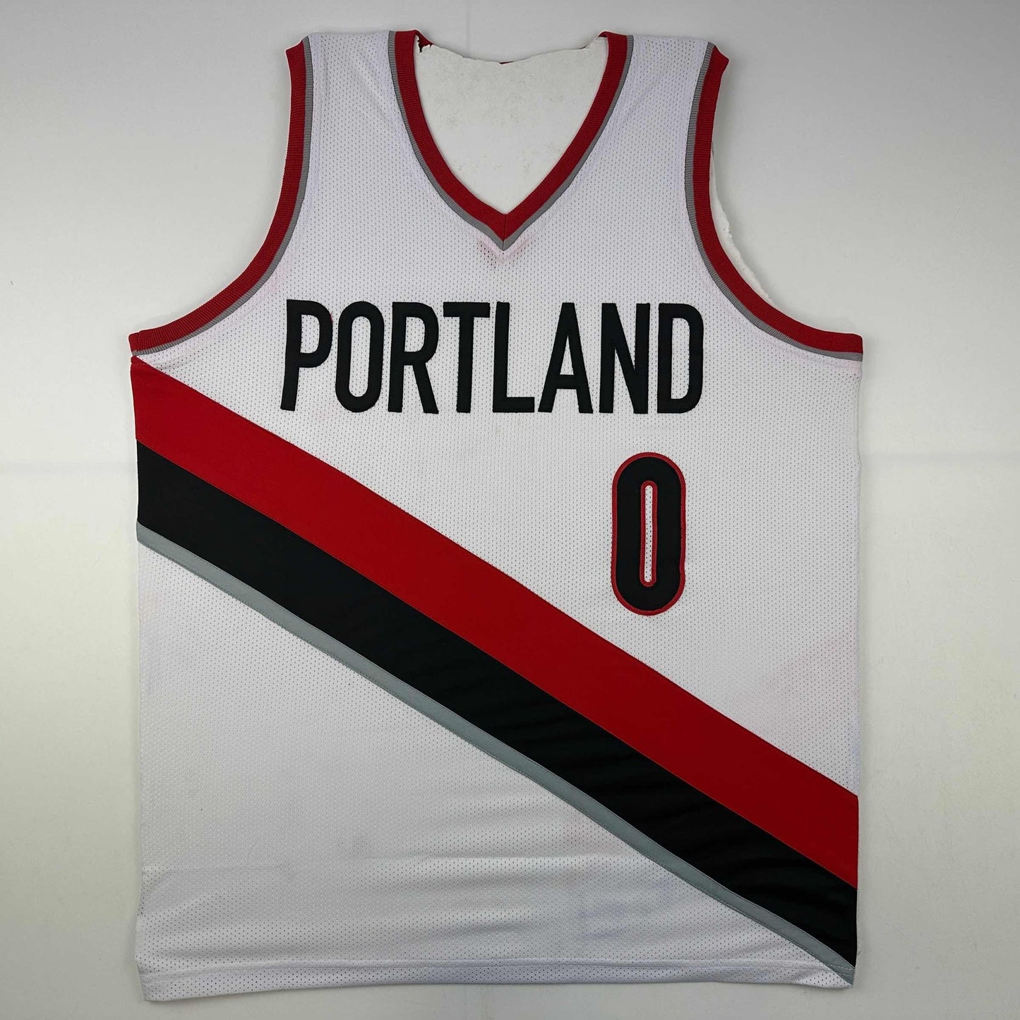 Facsimile Autographed Damian Lillard Portland White Reprint Laser Auto Basketball Jersey Size Men's XL