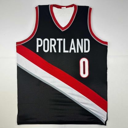 Facsimile Autographed Damian Lillard Portland Black Reprint Laser Auto Basketball Jersey Size Men's XL