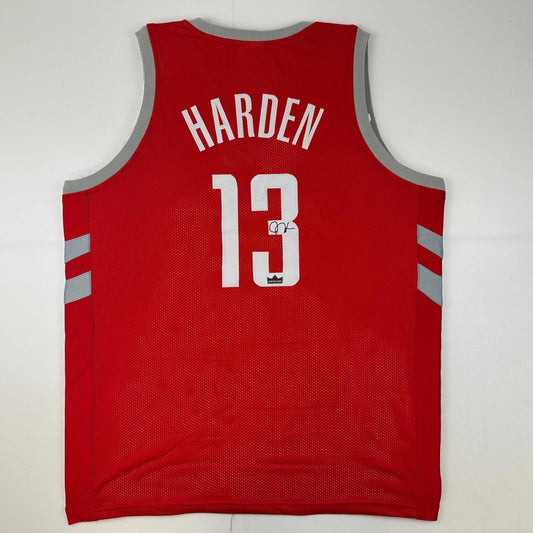 Facsimile Autographed James Harden Houston Red Reprint Laser Auto Basketball Jersey Size Men's XL