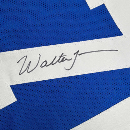 Autographed/Signed Walter Jones Seattle Blue Football Jersey JSA COA